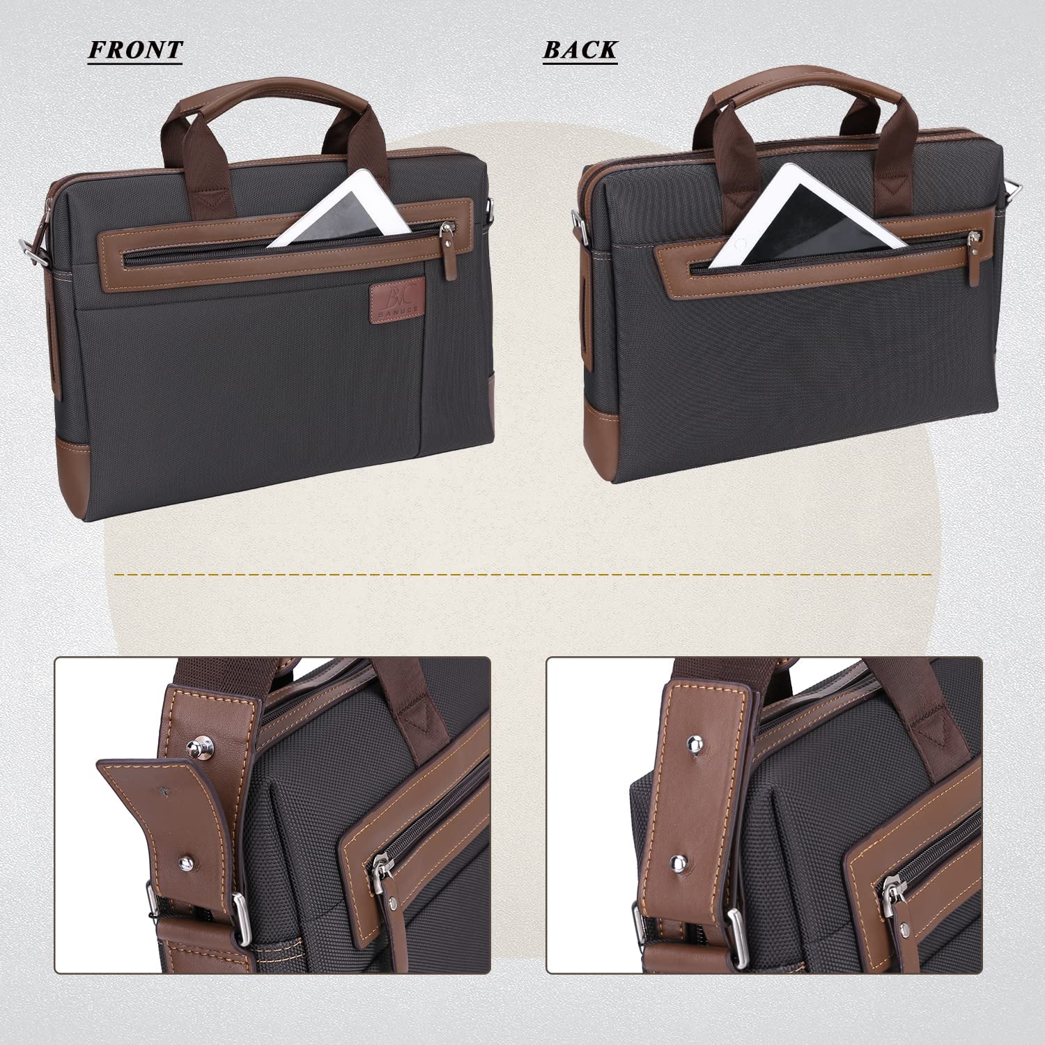Banuce Waterproof Nylon Briefcase for Men Business Travel 14 Inch Laptop Messenger Bags Satchel Work Bag - Image 7